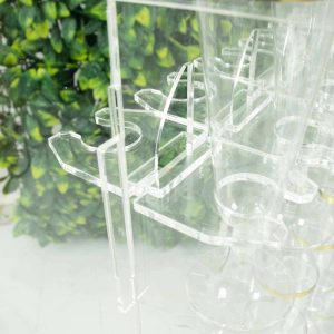 20-Pack Glass Holder Hooks 3" Clear Acrylic for Double Sided Champagne